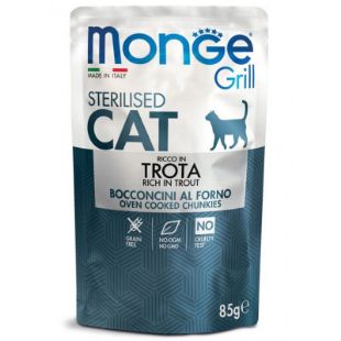 M13659 Monge GRILL- Cat Pouches Sterilised TROUT 85 g (28) paveikslėlis