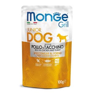 M13178 MONGE GRILL - Dog Pouches Puppy & Junior CHICKEN & TURKEY100g paveikslėlis