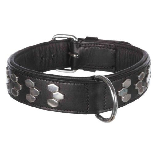 1.0_1839 TRIXIE Active antkaklis su met. apdaila, oda L-XL 55-65cm/40mm, juodas paveikslėlis