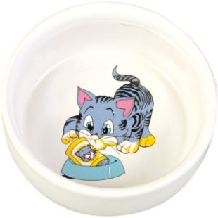 3.3_4009 TRIXIE Dubenėlis su nupieštu katinu, keramika, 0.3 l/ 11 cm, baltas (pak.4) paveikslėlis