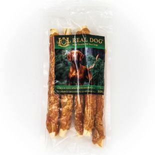 RD-232 REAL DOG SNACKS Žaliaminės odos ritinys su vištiena 25cm 500g paveikslėlis