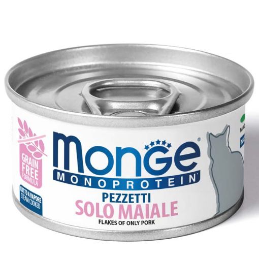 M13802 Monge MONOPROTEIN - Cat Flakes Only PORK 80 g (pak24) paveikslėlis