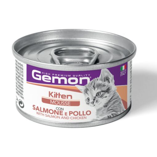 G01008 GEMON - Wet Cat Mousse Kitten Salmon/Chicken 85 g (pak.24) paveikslėlis