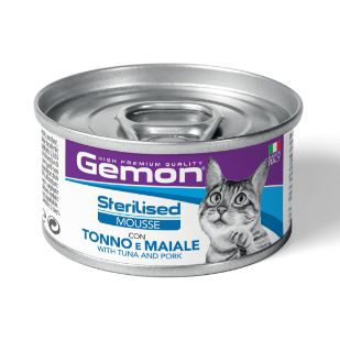 G01046 GEMON - Wet Cat Mousse Sterilised Tuna/Pork 85 g (pak.24) paveikslėlis