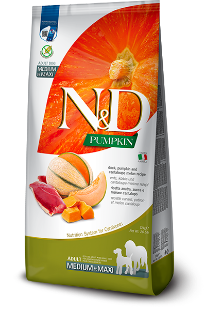 F38968 FARMINA N&D PUMPKIN - DOG Dry Duck&Cantaloupe ADULT MEDIUM MAXI 12 kg paveikslėlis