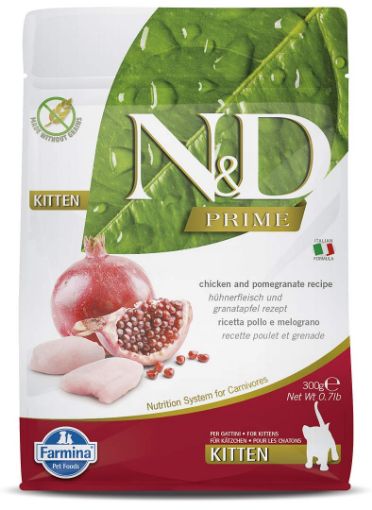 F21199 FARMINA N&D PRIME - CAT Dry Chicken&Pomegr KITTEN 300 gr (pak.16) paveikslėlis