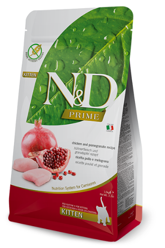 F32584 FARMINA N&D PRIME - CAT Dry Chicken&Pomegr KITTEN 1,5 kg (pak.8) paveikslėlis