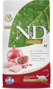 F30467 FARMINA N&D PRIME - CAT Dry Chicken&Pomegr NEUTERED ADULT 1,5 kg (pak.8) paveikslėlis