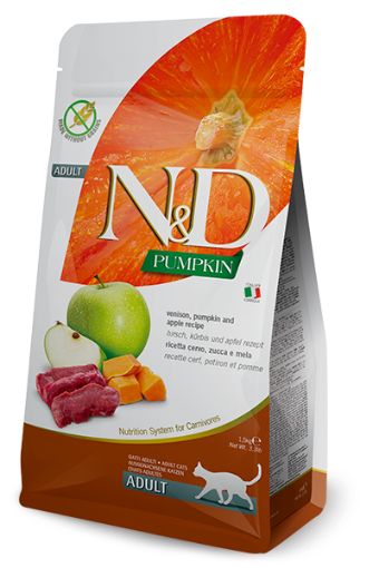 F35417 FARMINA N&D PUMPKIN - CAT Dry Venison&Apple ADULT 1,5 kg (pak.8) paveikslėlis