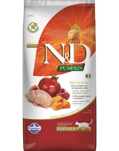 F36803 FARMINA N&D PUMPKIN - CAT Dry Quail&Pomegr NEUTERED ADULT 5 kg paveikslėlis