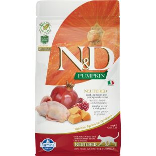 F35424 FARMINA N&D PUMPKIN - CAT Dry Quail&Pomegr NEUTERED ADULT 1,5 kg (pak.8) paveikslėlis