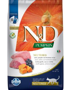 F40244 FARMINA N&D PUMPKIN - CAT Dry Lamb&Blueberry NEUTERED ADULT 5 kg paveikslėlis