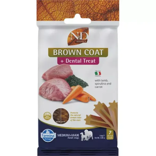 F44730 FARMINA N&D BROWN - DOG TREAT - Lamb Potato Carrot&Spirulina ADULT MED&MAX 100 g paveikslėlis
