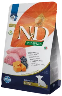 F33239 FARMINA N&D PUMPKIN - DOG Dry Lamb&Blueberry PUPPY MINI 2,5 kg (pak.4) paveikslėlis