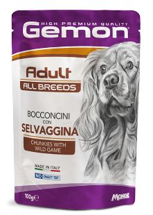 G00629 GEMON - Wet Dog Pouches Chunkies Adult wild games 100 g paveikslėlis