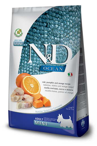F36520 FARMINA N&D OCEAN - DOG Dry Cod Pumpkin&Orange ADULT MINI 2,5 kg (pak.4) paveikslėlis