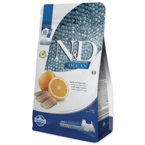 F36445 FARMINA N&D OCEAN - DOG Dry Herring&Orange ADULT MINI 800 g (pak.10) paveikslėlis