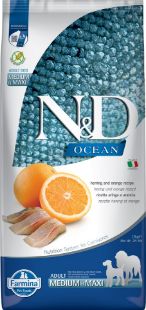 F36490 FARMINA N&D OCEAN - DOG Dry Herring&Orange ADULT MED&MAX 12 kg paveikslėlis