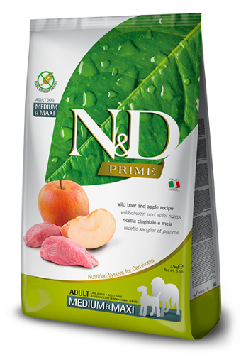 F36087 FARMINA N&D PRIME - DOG Dry Wild Boar&Apple ADULT MED&MAX 2,5 kg (pak.4) paveikslėlis