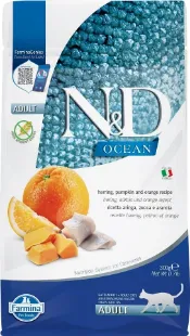 F36735 FARMINA N&D OCEAN - CAT Dry Herring Pumpkin&Orange ADULT 300 g (pak.16) paveikslėlis