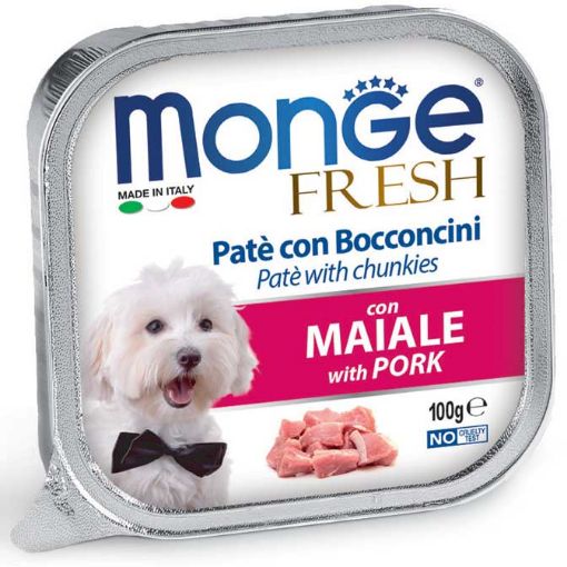 M13093 Monge Fresh - Wet Dog Alu Pate & chunkies Pork 100 g paveikslėlis