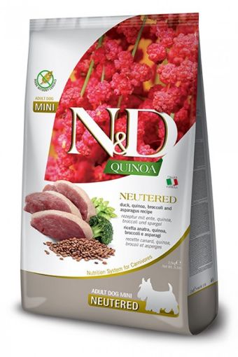 F38647 FARMINA N&D QUINOA - DOG Dry NEUTERED Duck Broccoli&Asparagus ADULT MINI 7 kg paveikslėlis
