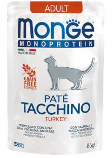 M13734 Monge Monoprotein - Cat Pouches Pate Adult TURKEY 85 g (28) paveikslėlis