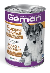 G87866 GEMON - Wet Dog Chunks junior chicken & turkey 415 g paveikslėlis
