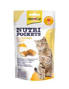 02.400716 GIMCAT NUTRI POCKETS WITH CHEESE&TAURINE 60GR skanėstai katėms paveikslėlis