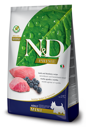 F21816 FARMINA N&D PRIME - DOG Dry Lamb&Blueberry ADULT MINI 2,5 kg (pak.4) paveikslėlis