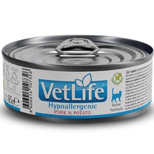F07326 FARMINA VET LIFE - CAT Wet HYPOALLERGENIC Pork&Potato 85 g (pak.12) paveikslėlis