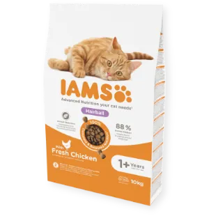 I27064 Iams Adult Cat Hairball Chicken 10 kg su vištiena paveikslėlis