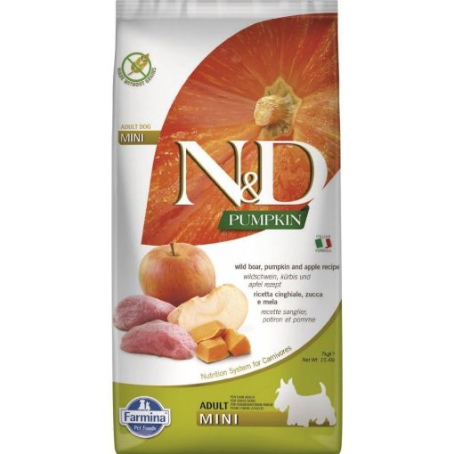 F33659 FARMINA N&D PUMPKIN - DOG Dry Wild Boar&Apple ADULT MINI 7 kg paveikslėlis