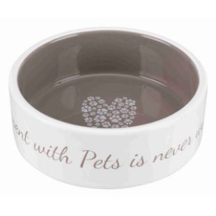 1.6_25053 TRIXIE Pet's Home Dubenėlis, keramika, 0.3 l, 12 cm, balta-smėlio (pak.4) paveikslėlis