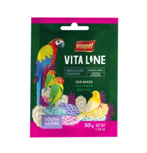 V20437 Vitapol VITALINE paukščiams kriauklelės+ kalcis Shells&lime 50g paveikslėlis
