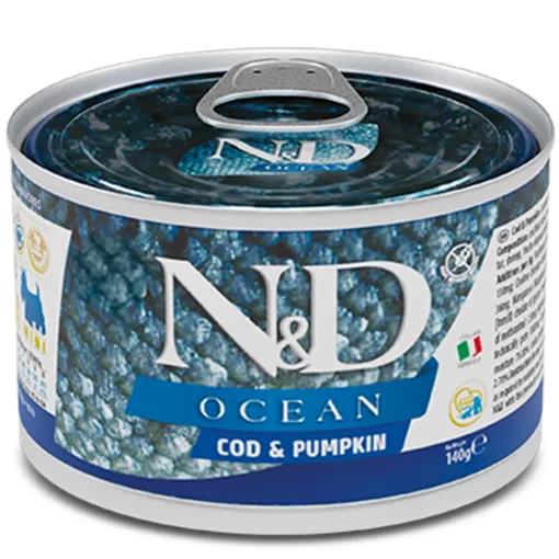 F02208 FARMINA N&D OCEAN - DOG Wet Cod&Pumpkin ADULT MINI 140 g (pak.6) paveikslėlis