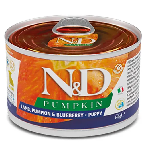 F02307 FARMINA N&D PUMPKIN - DOG Wet Lamb Pumpkin&Blueberry PUPPY MINI 140 g (pak.6) paveikslėlis