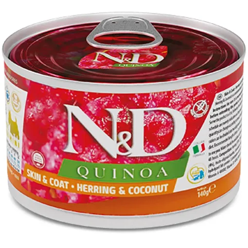 F02383 FARMINA N&D QUINOA - DOG Wet Herring&Coconut ADULT MINI 140 g (pak.6) paveikslėlis