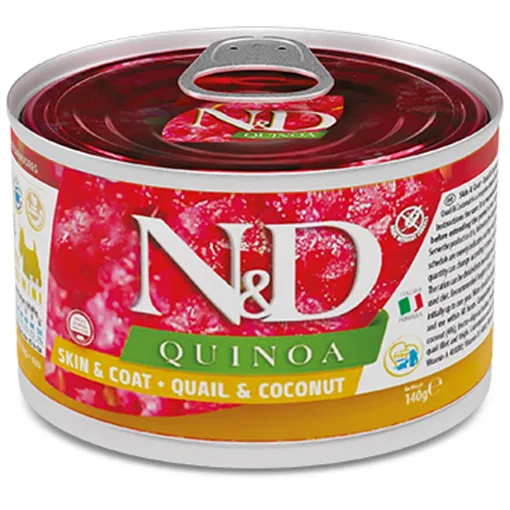 F02390 FARMINA N&D QUINOA - DOG Wet Quail&Coconut ADULT MINI 140 g (pak.6) paveikslėlis