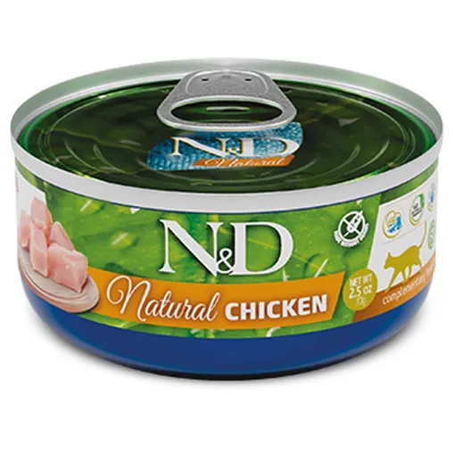 F07203 FARMINA N&D NATURAL - CAT Wet Chicken ADULT 140 g (pak.18) paveikslėlis